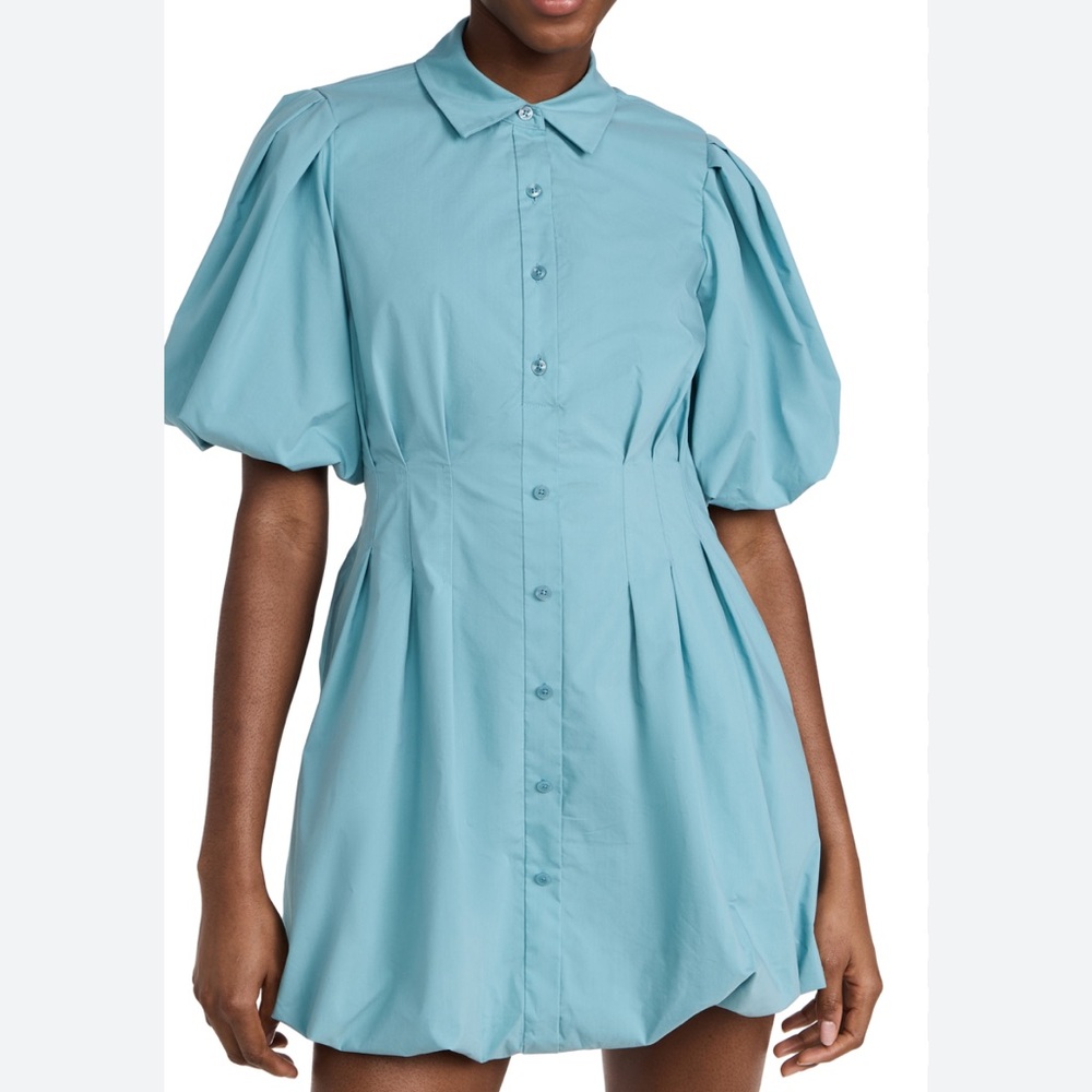 JONATHON SIMKHAI SIZE 4 CLEO poplin cotton Blue Puff Sleeve Dress